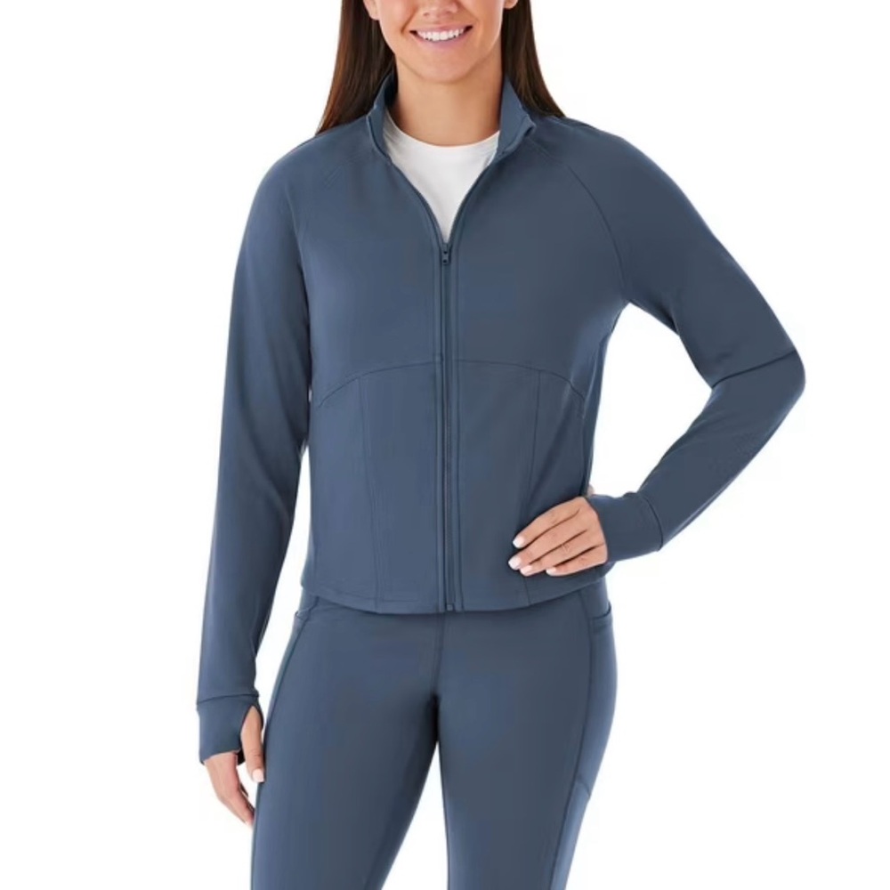 Members mark extra warm fleece zip up Women's Blue Jacket workout NWOT